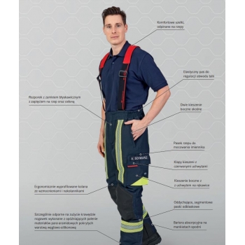 Ubranie bojowe FIRE FLEX – granatowo-złoty NOMEX® NXT (CNBOP) + napisy